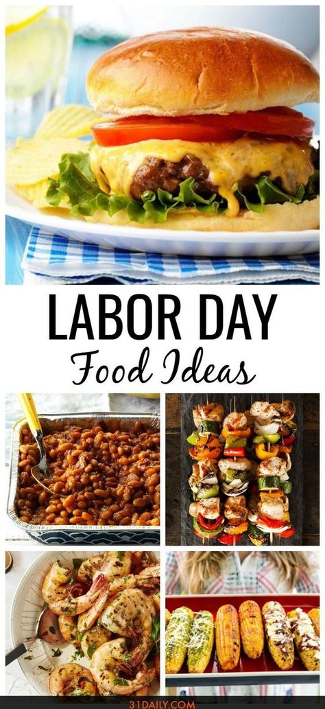 Easy Labor Day food ideas to kick-start your end of summer cookouts and parties. End of Summer Labor Day Food Ideas | 31Daily.com #labordayfood #cookout #grilling #bbq #31Daily Cookout Meal Ideas, Grilling Menu Ideas Summer, End Of Summer Bbq Ideas, Black Bbq Food, End Of Summer Party Food, Labor Day Menu Ideas Easy, Grilled Foods Ideas Summer, Labor Day Cookout Food, Labor Day Grilling Ideas