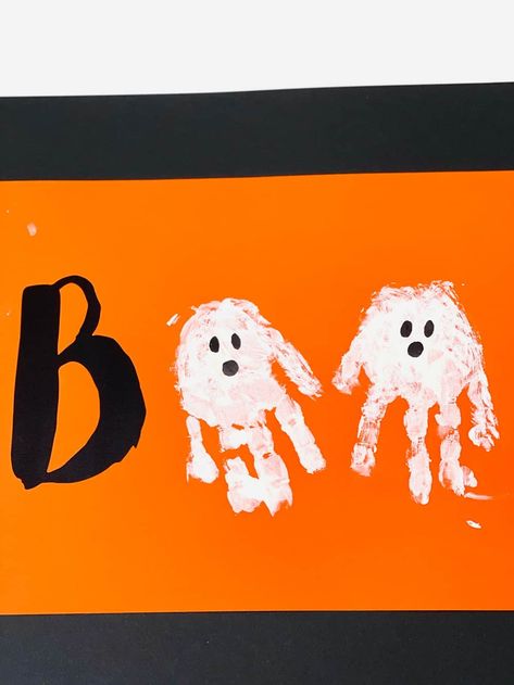 October Crafts For Prek, Nocturnal Animal Crafts For Infants, Friday The 13th Crafts For Toddlers, Halloween Artwork For Toddlers, Pumpkin Projects For Toddlers, Halloween Ghost Crafts Preschool, Friday The 13th Crafts For Kids, Ghost Handprint Craft, Ghost Footprint Craft