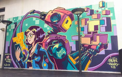 Manga-Inspired Street Art by Studio Moonchild | Daily design inspiration for creatives | Inspiration Grid Street Mural, Psy Art, Graffiti Style Art, Graffiti Murals, Murals Street Art, Graffiti Wall Art, Graffiti Drawing, Mural Design, Graffiti Wall