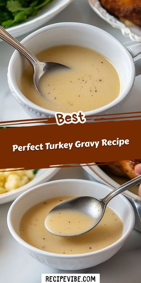 Searching for a way to make your Thanksgiving turkey even more delicious? This perfect turkey gravy recipe is the answer, adding depth and flavor to your festive meal. Be sure to save it for your next holiday celebration! Gluten Free Turkey Gravy With Cornstarch, Thanksgiving Gravy Recipe Easy, Simple Turkey Gravy, Quick Easy Gravy Recipe, Healthy Turkey Gravy Recipe, Turkey Gravy No Drippings, Gravy For Turkey And Dressing, Turkey Gravy From Stock, Natasha’s Kitchen Turkey Gravy