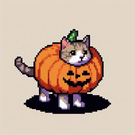 PUMPKIN CAT PFP Pumpkin Anime Pfp, Pixelated Cat Pfp, Cute Spooky Pfp, Spooky Season Pfp, Cat Pfp Halloween, Spooky Halloween Pfp, Fall Anime Pfp, Halloween Cat Pfp, Pumpkin Pixel Art