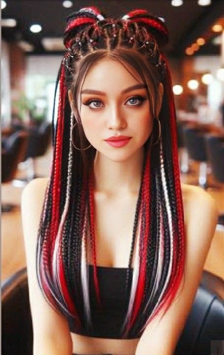 2 Color Braids, 2 Toned Hair, Color Braids For Black Women, Goddess Braids Hairstyles, Braids For Long Hair, Goddess Braids, Short Hair Cuts For Women, Hair Designs, Womens Haircuts