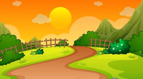 Cartoon Scenery, About Blank, Busy Binder, Drawing Scenery, Sunset Time, Border Clipart, Sunset Background, Nature Park, Farm Scene