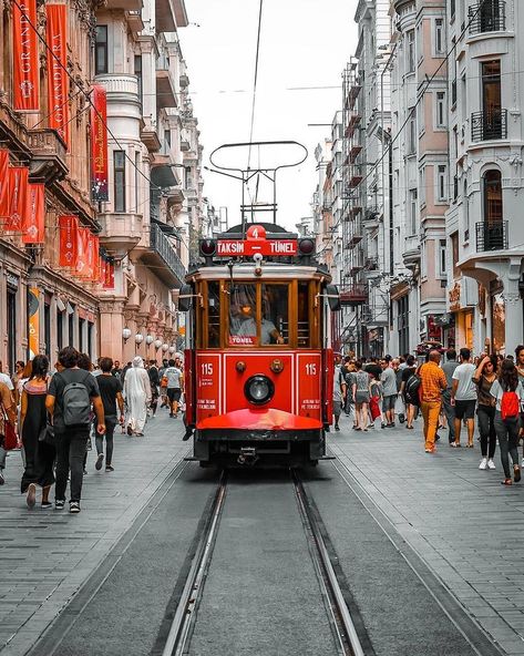 Did you take the nostalgic tram on Istiklal Street? �🚋 . 📸 @vysloztrkphoto | Instagram Istiklal Street, Istanbul City, Underground Cities, Hot Air Balloon Rides, Air Balloon Rides, Grand Bazaar, Famous Places, Historical Place, Incredible Places