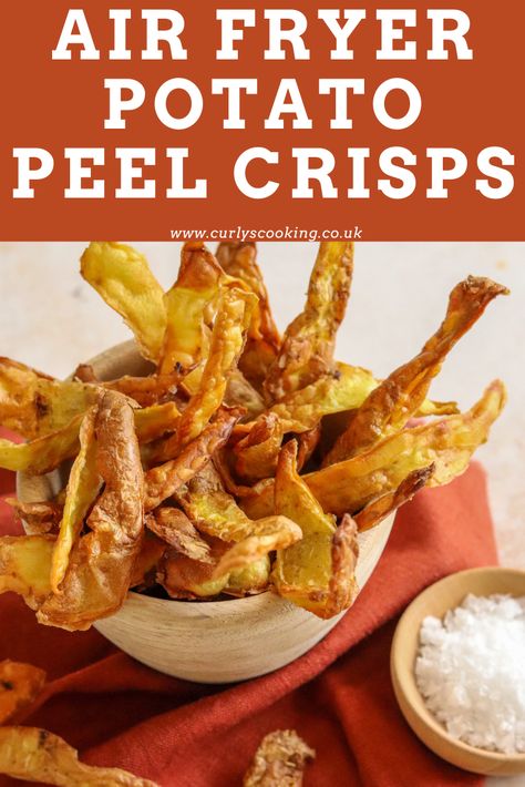 Don't throw your potato peelings away! Instead make my Air Fryer Potato Peel Crisps for an incredibly easy and deliciously moreish snack. Potato Skins Easy, Air Fryer Recipes Potatoes, Low Carb Potatoes, Air Fry Potatoes, Air Fryer Potato, Ninja Cooking System Recipes, Vegetable Crisps, Air Fryer Oven Recipes, Air Fry Recipes