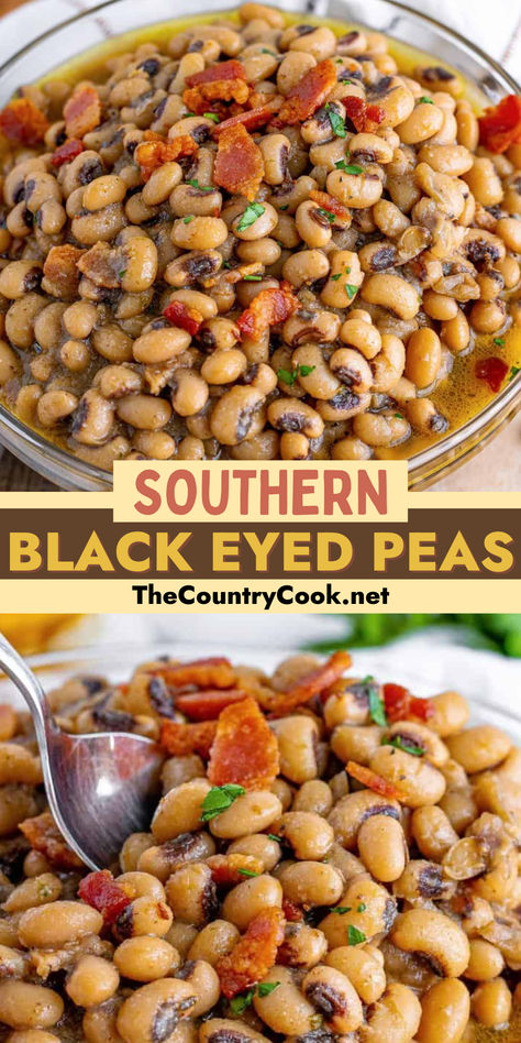 These Southern Black Eyed Peas have so much flavor thanks to bacon and all the delicious seasonings that are added! A must-have addition to all your meals! Black Eyed Peas And Tomatoes, Black Eyed Peas Without Soaking, Southern Black Eyed Peas Recipe Instant Pot, Blackeyed Peas Recipe Canned, Blackeyed Peas With Ham Hock, Best Blackeyed Pea Recipes, Black Eyed Peas Recipe With Ham Hocks, Black Eyed Peas With Rotel, Black Eyed Peas And Spinach Recipe