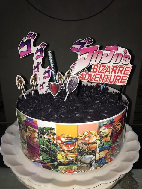 Jojo Birthday Cake, Anime Birthday Cake, Jojo Cake, Adventure Birthday Party, Happy Birthday Drawings, Anime Birthday, Anime Cake, Geek Food, Pizza Art