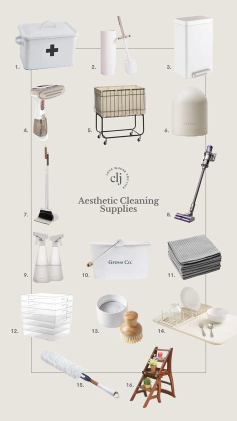 Neutral Cleaning Supplies, Pretty Cleaning Supplies, Aesthetic Cleaning Products, Minimalist Cleaning Supplies, Storage Room Aesthetic, Aesthetic Cleaning Supplies, Cleaning Supplies Aesthetic, Cleaning Essentials List, Spring Cleaning Aesthetic