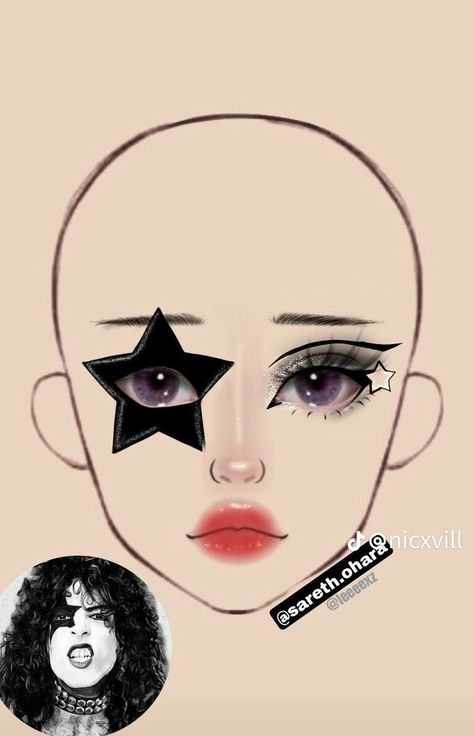 Kiss Makeup Band, Kiss Band Makeup, Makeup Tutorials Step By Step, Make Up Guide, Asian Makeup Tutorials, Makeup Charts, Korean Makeup Tips, Gyaru Makeup, Makeup Korean