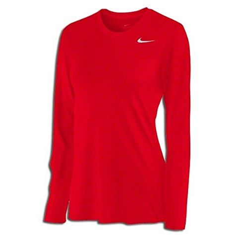 Nike Shirts Women's, Sports Clothes, Red Long Sleeve Shirt, Nike Long Sleeve, Dri Fit Shirt, Fame Dr, Training Tops, Red Nike, Swoosh Logo