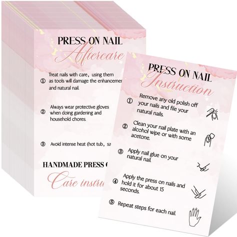 PRICES MAY VARY. Rich in Quantity: you will receive 200 pieces of press on nail application instructions cards in the package, enough quantity to meet your small business needs and you can share some with your friends Attractive and Elegant Design: our press on nail supplies are mainly designed into pink colors with cute patterns, elegant and beautiful, which will be popular with women, girls and so on Detailed Introduction: our business card details how to apply and take care of the press on na Press On Nail Application Instructions, Press On Card Design, Press On Nails Card Design Ideas, Press On Nail Instruction Card, Press On Nails Card, Press On Nails Instructions, Best Friend Nails Ideas, Press On Nails Business, Friend Nails