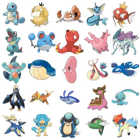 Water type Pokemon Pokemon Personalities, Pokemon Quiz, Pokemon Anime Characters, Cat Pokemon, Lilo And Stitch Characters, Water Type Pokemon, Pokemon Painting, Stitch Character, Pokemon Anime