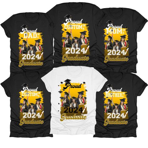 PRICES MAY VARY. Personalized proud Family 2024 a Graduate T-Shirt, Custom Picture Graduation Shirt, Graduate Squad T-Shirts, Proud mom of a 2024 Graduate Shirt - Proud Grandma, Dad, Brother, Aunt of a 2024 Graduate Senior 2024 shirt gift for graduates from kindergarten, middle and high school to college, graduate school or any type of graduation. Wear this TShirt with the graduation cap hat tassel and decorations at the grad party with this class of 2024. Soft, stretch, breathable, Graphic is c Senior Night Shirts For Family, High School Graduation Shirts, Graduation Wear, Basketball Senior Night, Graduation Shirts For Family, 2024 Graduate, 8th Grade Graduation, Customized Shirts, Graduation Shirt