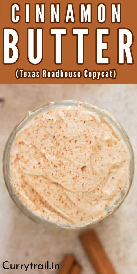 Rich, creamy, sweet cinnamon butter is delicious spread that needs only 5 ingredients and is ready in less than 5 minutes. This copycat Texas roadhouse sweet butter is great spread. #cinnamonbutter #cinnamonhoneybutter #honeybutter #spreadablebutter #copycatrecipe Essen, Roadhouse Butter, Texas Roadhouse Butter, Butter Recipes Homemade, Flavored Butter Recipes, Honey Butter Recipe, Cinnamon Honey Butter, Cinnamon Honey, Flavored Butter