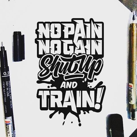 Qoutes Design Idea, Alphabet Graffiti, Strong Typography, Design Alphabet, Desain Buklet, Graffiti Logo, Typography Artwork, No Pain No Gain, Hand Lettering Inspiration