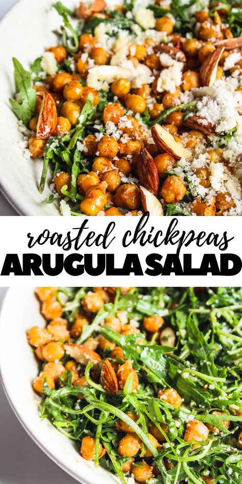 Arugula Chickpea Salad, Salad With Almonds, Chickpeas Salad, Arugula Recipes, Salad Kale, Arugula Salad Recipes, Swiss Chard Recipes, Chard Recipes, Eat Salad