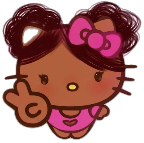 Light Skin Hello Kitty Pfp, Hello Kitty Ipad Layout, Hello Kitty Girl Pfp, Hello Kitty Profile Picture, Hello Kitty Pfp Black, Black Hello Kitty Pfp, Baddie Hello Kitty, Pretty Widgets, Hello Kitty Edit