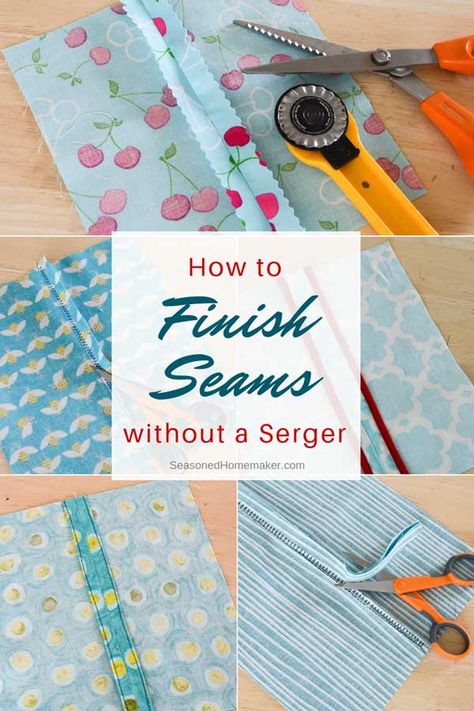 More Learn to Sew Tips and Techniques: Before there were sergers, people who sewed knew how to Finish Seams without a Serger. Learn their secrets and master How to Finish Seams. #finishingseams  #sewingtips #howtosew #sergertips Sewing Beginners, Serger Tips, Sewing Seams, Sew Ins, Beginner Sewing Projects Easy, Techniques Couture, Leftover Fabric, Sewing Projects For Beginners, Sewing Skills