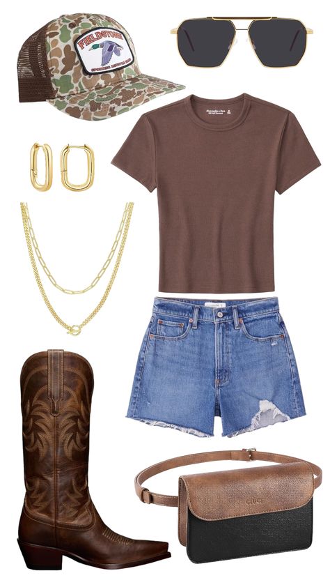 Western Chic Outfits Concert, Camo Cowgirl Outfits, Country Frat Party Outfit, Nashville Outfits Brown Boots, Cold Weather Concert Outfit Country, Hank Jr Concert Outfit, Tomboy Cowgirl Outfit, Outfit Ideas With Cowboy Boots For Women, Camo Country Concert Outfit