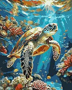 Paint By Numbers, Crafts Sewing, Paint By Number, Home Wall Decor, Sea Turtle, Wall Decor, Paint, Sewing, Canvas