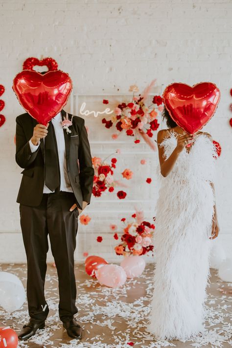 Engagement Party Valentine Theme, Valentines Day Wedding Decorations, Valentine Day Wedding Ideas, Valentines Day Styled Shoot, Wedding Valentines Day, Valentines Day Engagement Photos, Heart Theme Wedding, Valentine’s Day Engagement Party, Valentines Wedding Decor