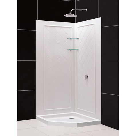 DreamLine SlimLine 36 in. x 36 in. Neo-Angle Shower Base in White with Back-Walls Corner Shower Kits, Acrylic Floor, Dreamline Shower, Neo Angle Shower, Living Pool, Shower Stalls, Shower Bases, Shower Kit, Shower Base