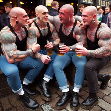 Skinhead Tattoos, Men Socks Suit, Skinhead Boots, Gay Tattoo, Best Bodybuilder, Skinhead Fashion, Punk Boy, Film Fashion, Men Socks