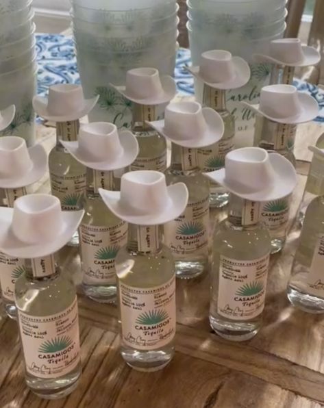 Casamigos Cowboy Hat, Shots With Cowboy Hats, Bachelorette Party Cowboy Hats, Tequila Cowboy Bachelorette, Casamigos Bachelorette Party, Bachelorette Party Cowboy Theme, Cowboy Engagement Party, 21st Birthday Ideas Western, Cowboy Hens Party