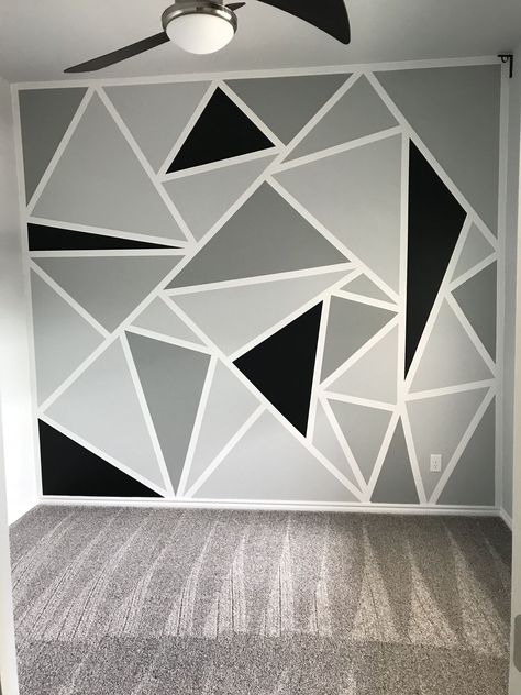 Wall Designs Paint, Bedroom Wall Designs Paint Ideas, Pola Cat Dinding, Room Paint Designs, Geometric Wall Paint, Wall Paint Patterns, Wall Painting Ideas, Room Wall Colors, Room Wall Painting