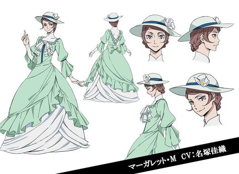 Margaret Mitchell | Bungou Stray Dogs character reference Bungou Stray Dogs Characters Design, Bungou Stray Dogs Margaret, Bsd Reference Sheet, Margaret Mitchell Bsd Manga, Bsd Character Sheet, Bsd Guild, Margaret Bsd, Bsd Characters, Anime English