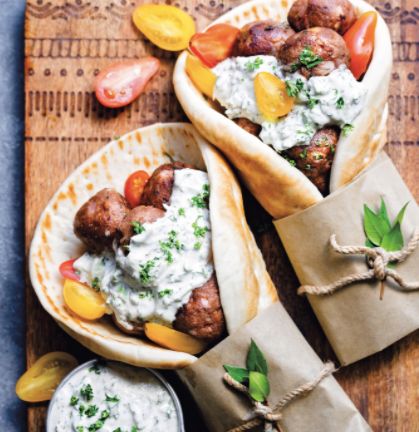 These meatball gyros are juicy, full of flavor and made with pea-based vegan ground “beef.” Vegan Gyros Recipe, Meatball Gyros, Gyros Pita, Vegan Ground Beef, Gyro Recipe, Vegan Tzatziki, Greek Meatballs, Tzatziki Recipes, Vegan Meatballs