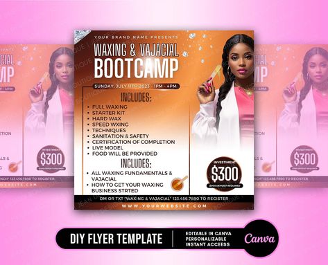 DIY Waxing & Vajacial Flyer, Waxing Flyer, Spa Flyer, Body Sculpting Flyer, Editable Template O Font, Spa Flyer, Live Model, Body Sculpting, Font Styles, Editable Template, Starter Kit, Flyer Template, Brand Names