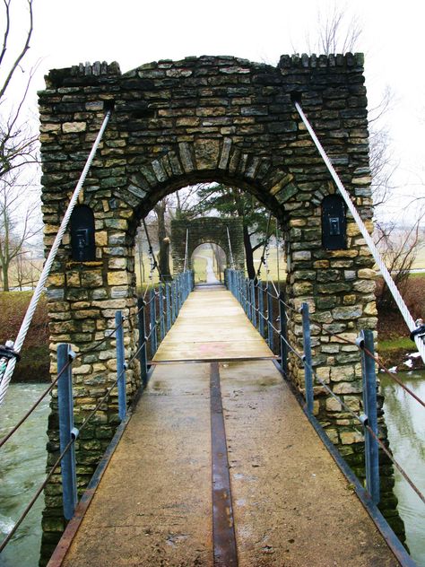 Swinging Bridge; Greenville, Ohio Ohio Aesthetic, Ohio Buckeye Tree, Ohio Adventures, Greenville Ohio, Walking Bridge, Ohio Vacations, Alliance Ohio, Ohio Photography, Swinging Bridge