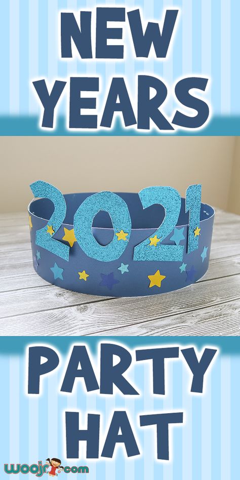 New Year's Party Hat for Kids | Woo! Jr. Kids Activities New Years Daycare Activities, New Year Projects For Preschool, New Year Art For Preschool, New Year Children Craft, New Years Crafts For Kids Preschool, New Years Day Crafts, Craft For New Year For Kids, New Year 2024 Activities For Kids, New Year Eyfs Activities