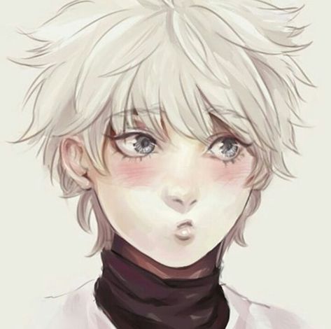 Semi realistic Killua 😍😻💙 Pout Blush Kissy face Look away Embarrassed Pout Face Reference, Pout Face, Smile Drawing, Kissy Face, Semi Realistic, Hxh Characters, Drawing Expressions, Hunter Anime, Anime Drawing