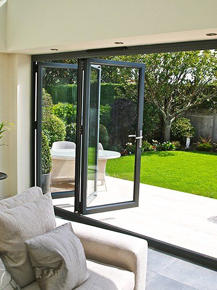 Folding Patio Doors, French Doors Patio, Sliding Glass Doors, Outside Patio, Folding Doors, Patio Stones, House Extensions, Bifold Doors, Back Garden