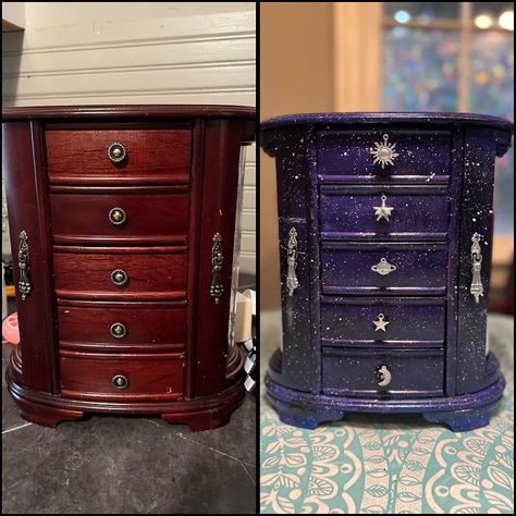 Home-For-Peculiar-Artists Painting Nightstand Ideas, Gothic Furniture Diy, Nightstand Ideas, Gothic Furniture, Diy Nightstand, Diy Home Furniture, Diy Paint, Painted Boxes, Refurbished Furniture