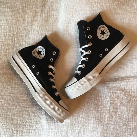 Converse 2020, Aesthetic Converse, Platform Shoes Sneakers, Converse Aesthetic, Converse Outfits, Converse Platform, Dr Shoes, Platform Converse, Outfits With Converse