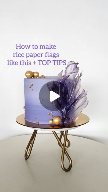 Cake With Rice Paper Decoration, Rice Paper Tutorial, Rice Paper Cake Decorations, Rice Paper Cake, Rice Paper Wraps, Paper Flags, Cupcake Decorating Tips, Clothes Clips, Order Cake