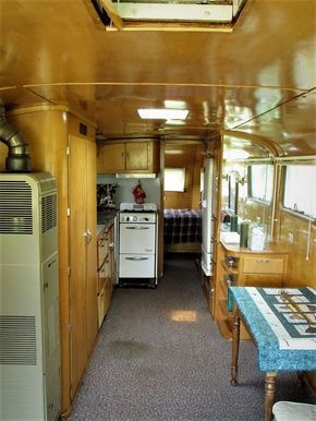 Vintage Camper Trailers For Sale - 1949 Spartan Mansion travel trailer for sale. The trailer is about 90% original and working, including the Birch interior and the Frigidaire fridge, Coleman heater, and stove. Has a decent sized kitchen and small bathroom. Vintage Trailers For Sale, Spartan Trailer, Vintage Motorhome, Vintage Trailer Interior, Camper Trailer For Sale, Trailer Interior, Vintage Rv, Vintage Airstream, Vintage Campers Trailers