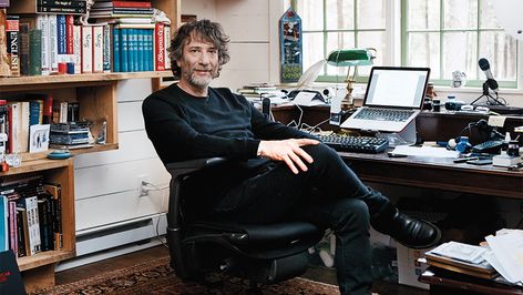 Inside Neil Gaiman's Rural Writing Retreat - Variety Neil Gaiman American Gods, Writer's Office, John Cameron Mitchell, Writers Desk, Writing Retreat, White German Shepherd, Writing Offices, Traditional Office, Classic Comedies