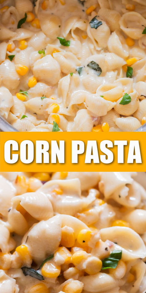 creamy corn pasta. Corn Pasta Recipes, Chicken Corn Pasta, Corn And Pasta, Sweetcorn Recipes, Creamy Corn Pasta, Pasta With Corn, Creamy Sweet Corn, Sweetcorn Salad, Pasta With Basil