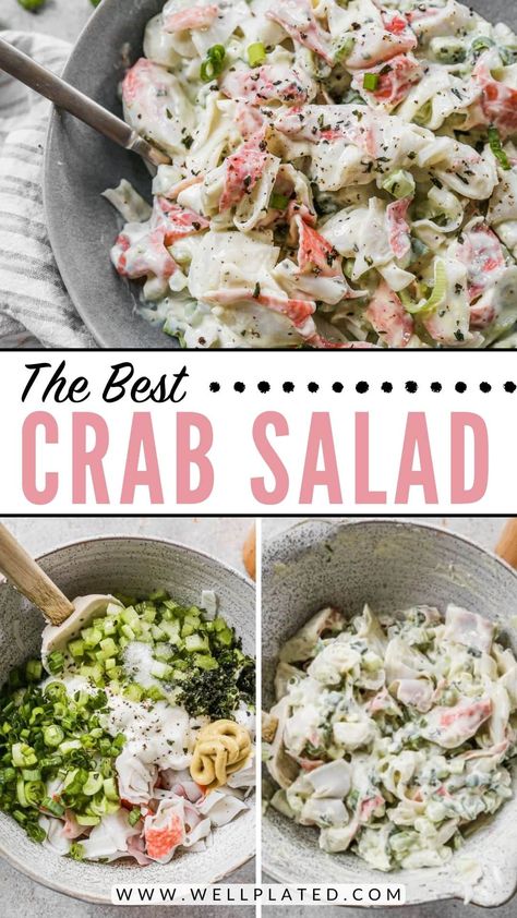 Immitation Crab Salad, Crab Salad Sandwich, Crab Pasta Salad, Hearty Salad Recipes, Party Side Dishes, Crab Salad Recipe, Healthy Pasta Salad, Creamy Crab, Chicken Curry Salad