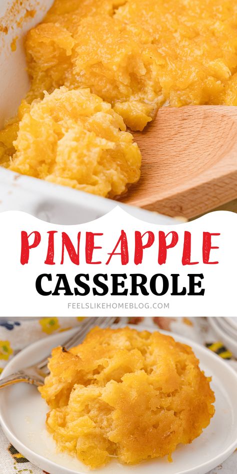 Pineapple Soufflé, Sweet Pineapple Casserole, Pineapple Bread Casserole, Pineapple Cornbread, Pineapple Recipes Dinner Side Dishes, Baked Pineapple Dessert, Easy Pineapple Dessert Recipes, Pineapple Baked, Pineapple Bake Casserole