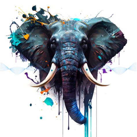 Elephant Art Tattoo, Elephant Sketch, Geometric Sleeve Tattoo, Hd Dark Wallpapers, Elephant Colour, Colorful Elephant, African Art Paintings, Elephant Painting, Animal Illustrations