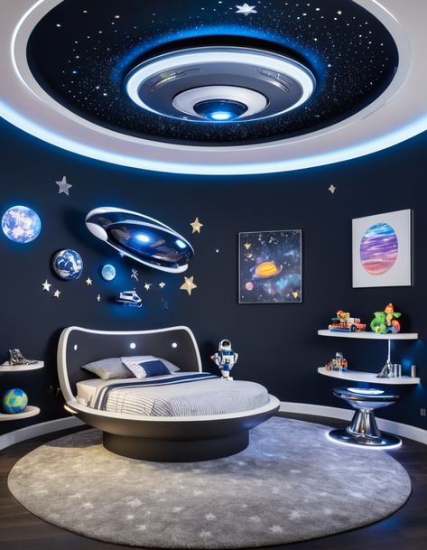 54 Creative Boy Bedroom Ideas To Transform Any Space Bedroom Boys Kids, Toddler Space Room, Boys Space Room, Boy Room Ideas, Kids Lighting Bedroom, Boy Bedroom Ideas, Space Kids Room