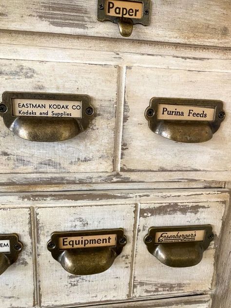 Dresser To Apothecary Cabinet, White Apothecary Cabinet, Apothecary Cabinet Vintage Hardware, Faux Apothecary Drawers, Jewelry Station, Apothecary Drawers, Amy Howard Paint, Gift Me, Aging Terra Cotta Pots