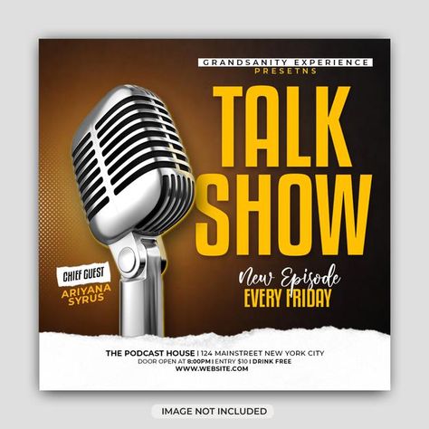 Talkshow podcast flyer or social media i... | Premium Psd #Freepik #psd #flyer Talkshow Flyer Design, Podcast Flyer Design, Radio Icon, Aesthetic Image, Instagram Stories Template, Fireworks Photography, Media Poster, Balance Bracelet, Sales Promotion