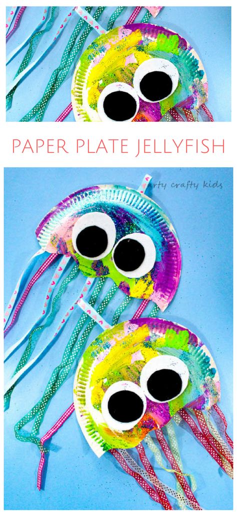 Arty Crafty Kids | Craft | Paper Plate Jellyfish Craft | Easy Jellyfish craft for kids - perfect for an under the sea theme at school or preschool! Nikko Hurtado, Wolverines Animal, Jellyfish Craft For Kids, Kunst For Barn, Paper Plate Jellyfish, Under The Sea Crafts, Taurus Horoscope, Jellyfish Craft, Paper Plate Crafts For Kids