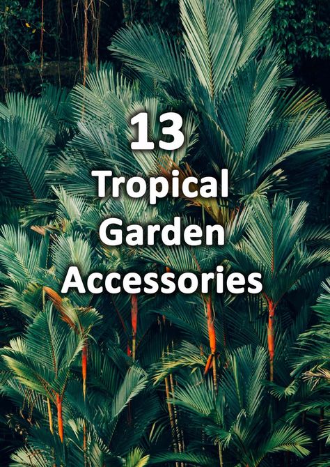 Tropical gardens can provide the perfect way to bring an exotic paradise to your home. As well as bold and dense foliage, tropical garden accessories can really give your jungle garden design a boost. Here, we list and summarise our favourite 13 jungle and tropical garden accessories. Tulum Garden Design, Jungle Garden Ideas, Tropical Jungle Garden, Tropical Garden Design Landscaping, Tropical Courtyard Garden, Tropical Garden Ideas, Tropical Gardens, Tropical Plants Outdoor Zone 7, Jungle Plants